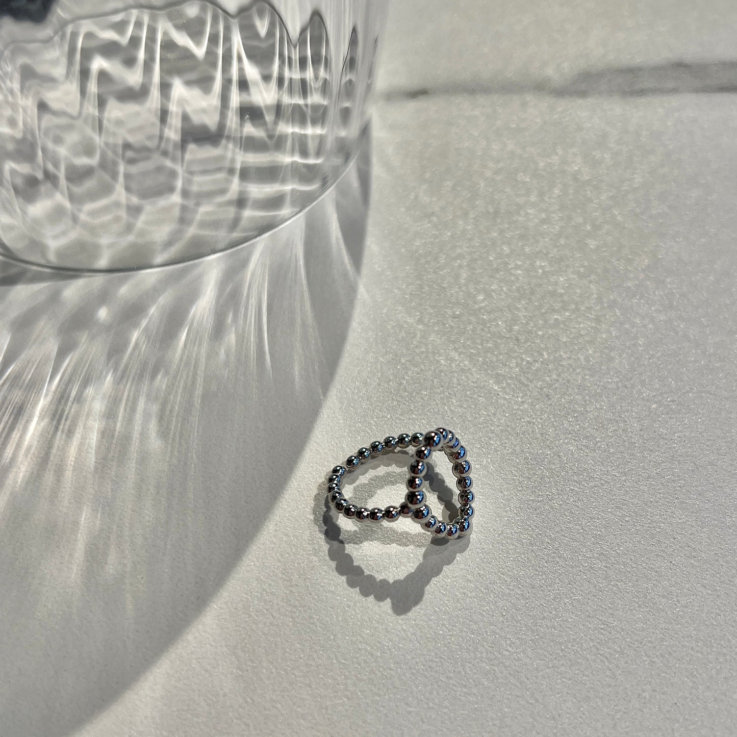 «OVAL BEAD RING» — Dainty Beaded Oval Open Ring