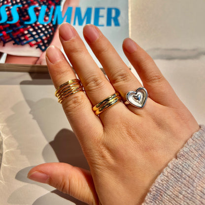 «CURVED GLOW BAND»— Polished Adjustable Ring