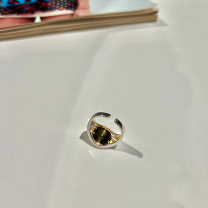 «ROMAN COIN RING» — Adjustable Sterling Silver Band with Gold Vintage Medallion