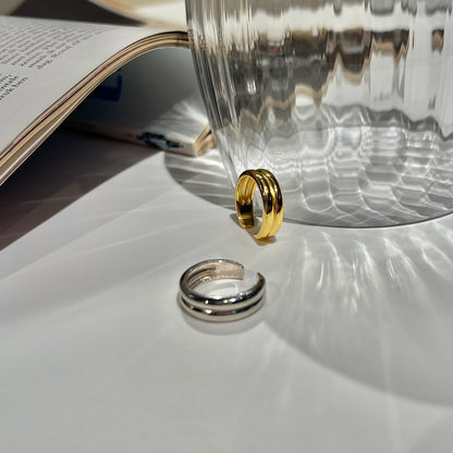 «CURVED GLOW BAND»— Polished Adjustable Ring