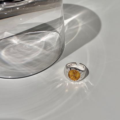 «ROMAN COIN RING» — Adjustable Sterling Silver Band with Gold Vintage Medallion