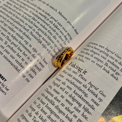 «GOLD TWIST DOME RING» — Sculpted Dome Band with Braided Detail