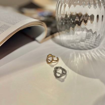 «OVAL BEAD RING» — Dainty Beaded Oval Open Ring