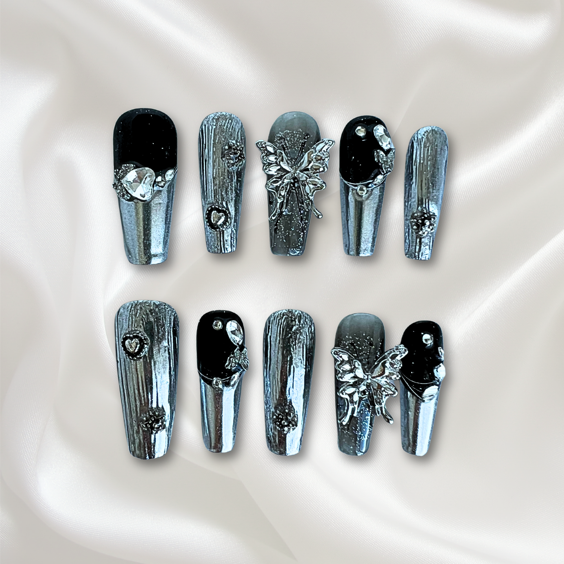 Decorative nail art designs on a white background
