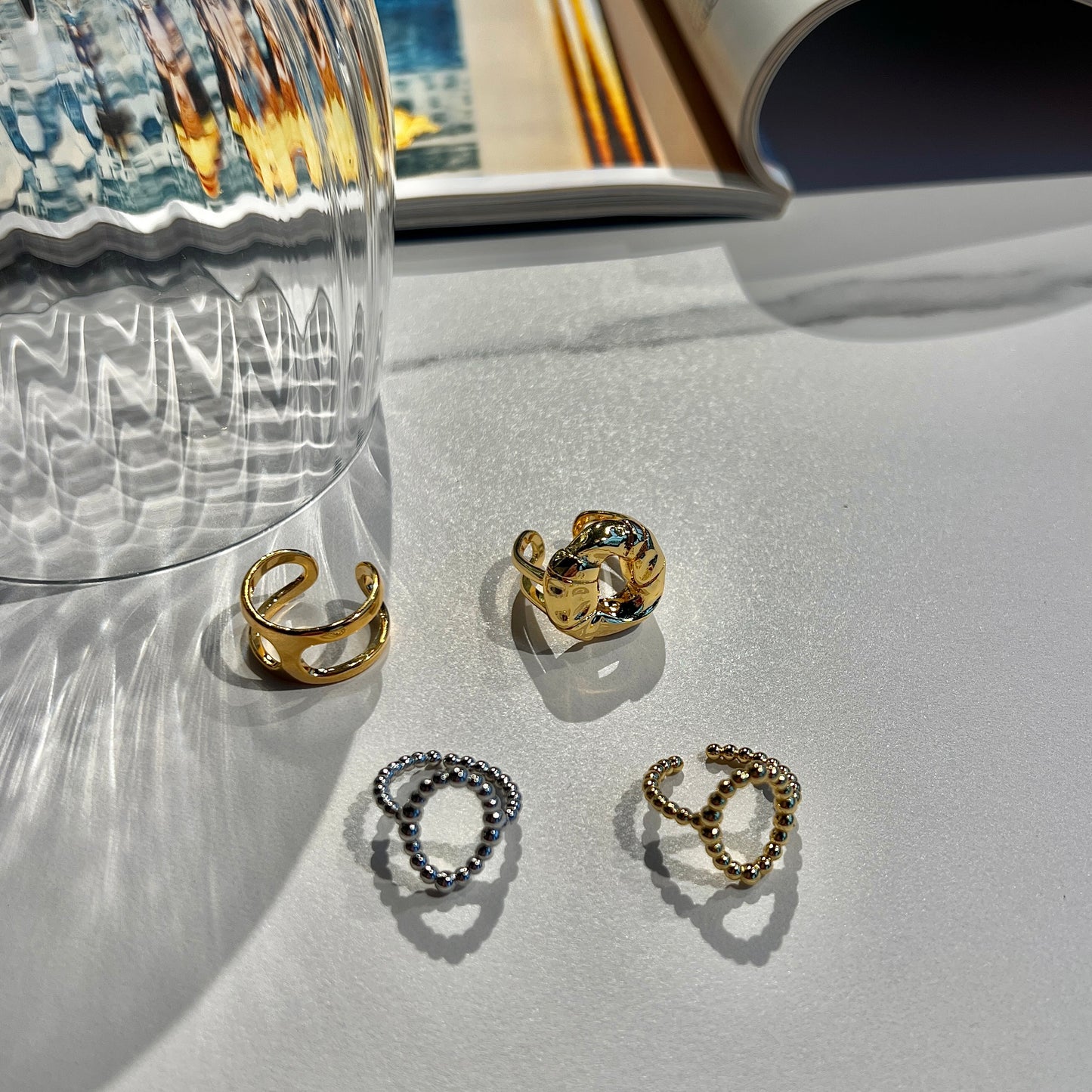 «OVAL BEAD RING» — Dainty Beaded Oval Open Ring