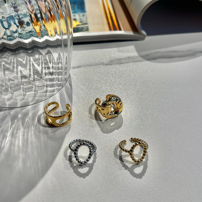 «OVAL BEAD RING» — Dainty Beaded Oval Open Ring