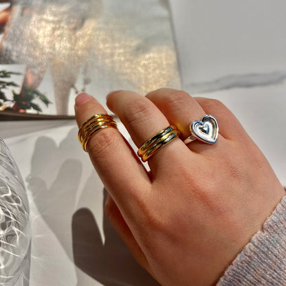 «CURVED GLOW BAND»— Polished Adjustable Ring