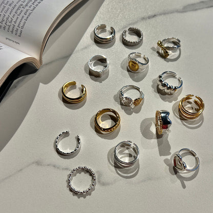 «PEARL WAVE RING»- Sterling Silver Pearl Beaded Ring