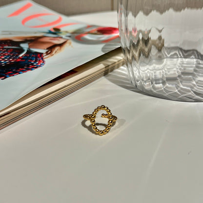 «OVAL BEAD RING» — Dainty Beaded Oval Open Ring