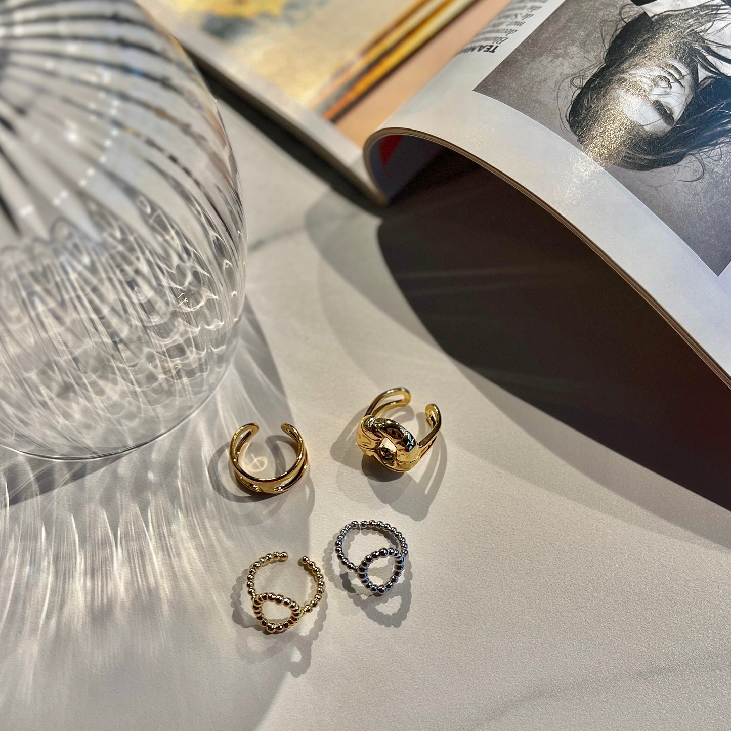 «OVAL BEAD RING» — Dainty Beaded Oval Open Ring