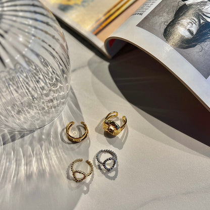 «OVAL BEAD RING» — Dainty Beaded Oval Open Ring